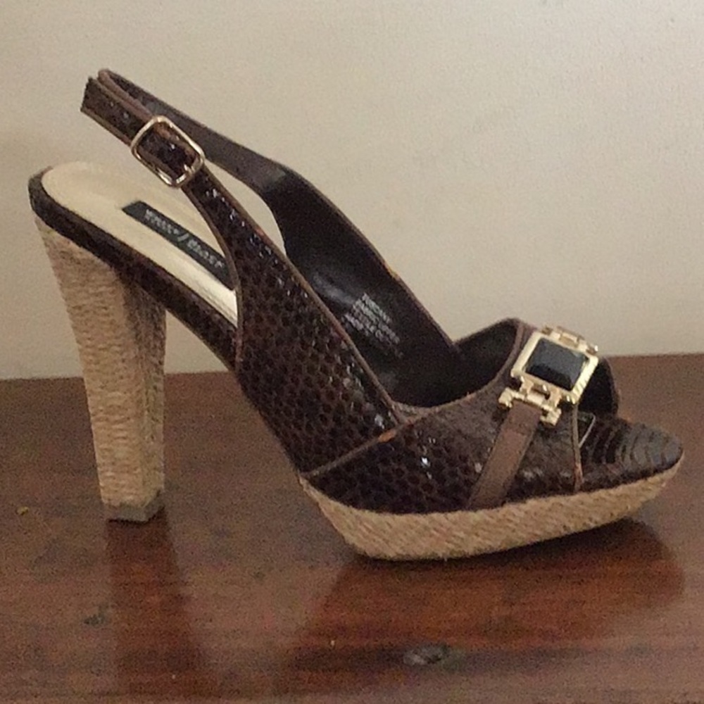 WHBM Peep Toe Slingback Woven Pumps